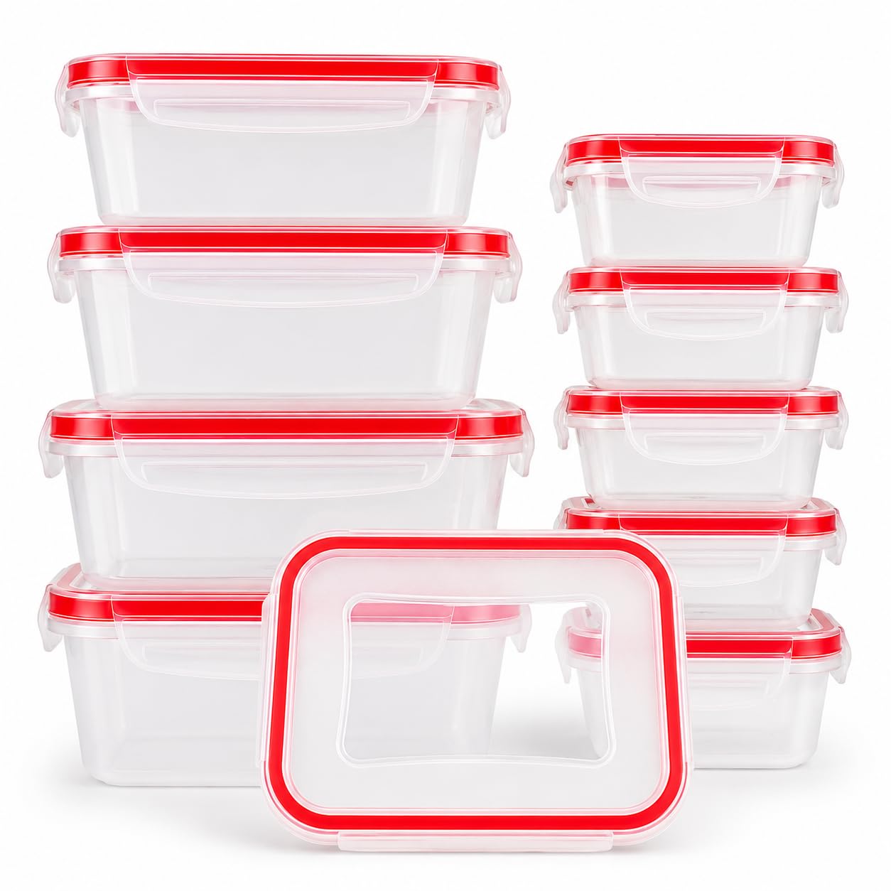delka Airtight Food Storage Containers Pack of 10 (5 x 400ml & 5 x 1000ml) BPA-Free Plastic with Lids – Stackable & Leak-Proof Meal Prep Boxes, Microwave, Freezer & Dishwasher Safe, Kitchen Organiser