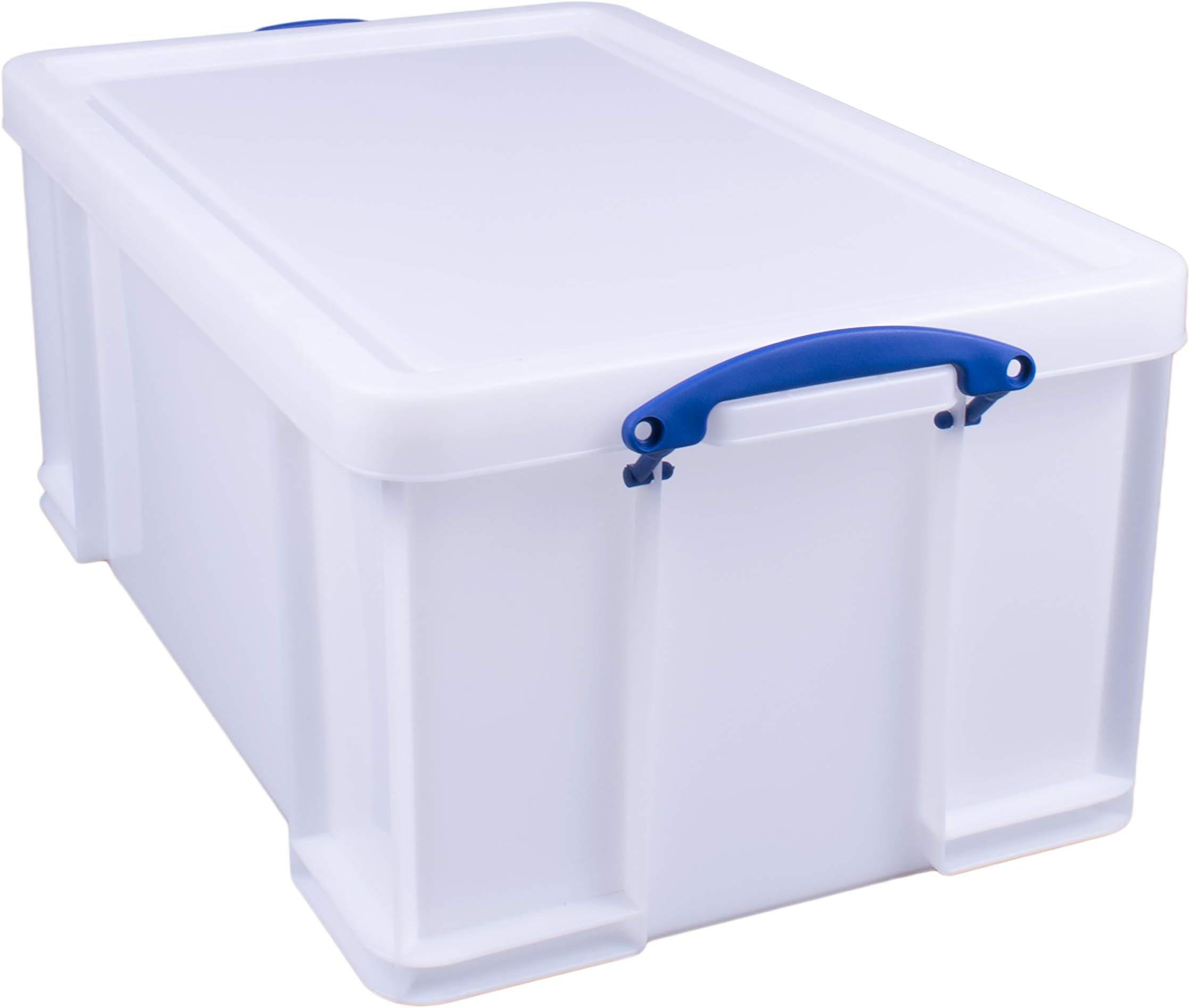 Really Useful Plastic Storage Box 64 Litre Solid Black with Yellow