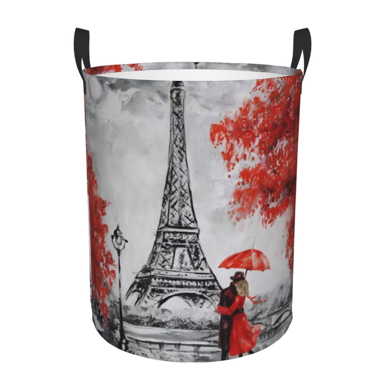 S Circular Hamper – Collapsible Eiffel Tower Paris Painting Print Laundry Basket