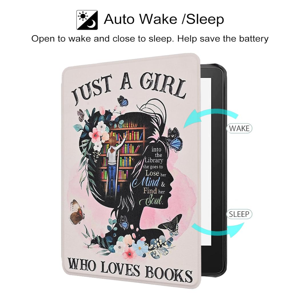 Schutzhülle für Kindle 2024/2022 11. Generation 2024/2022, leichte Schutzhülle mit automatischer Wake/Sleep-Funktion für Kindle 2024/2022 E-Reader der 11. Generation, Just A Girl Who Loves
