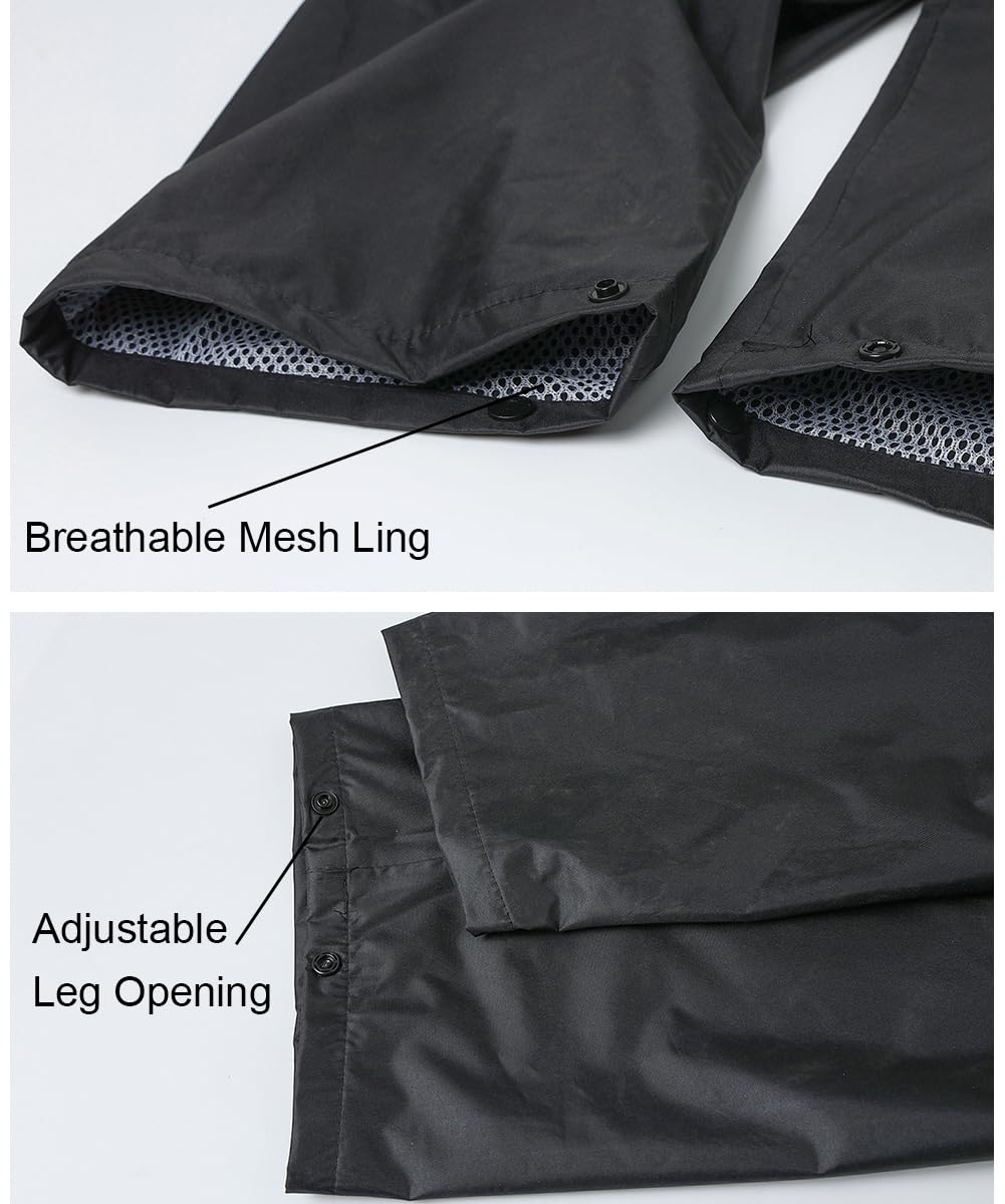 Traje de Lluvia Impermeable Hombre Chaqueta y Pantalones de Lluvia Impermeable Reflectante Ropa para La Lluvia con Capucha