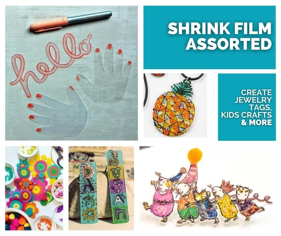 Image of Grafix Shrink Film - Clear, Matte & White 8.5x11 Sheets, Design Your Art and Shrink It to Create Jewelry, Embellishments, Paper Crafts, Gift Tags, Ornaments and More, Assorted 30pcs