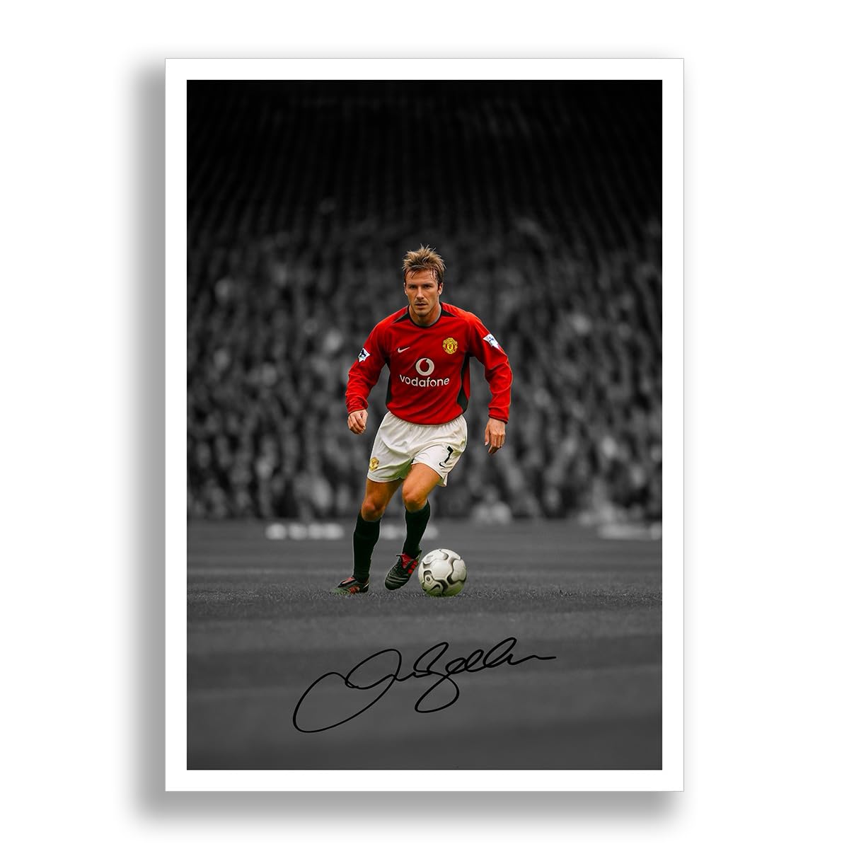 Manchester United Legends Cristiano Ronaldo David Beckham Eric Cantona George Best Signed Photo Poster Print Autograph Memorabilia Gift Man U Famous Number 7's (Beckham A4 Poster Only)