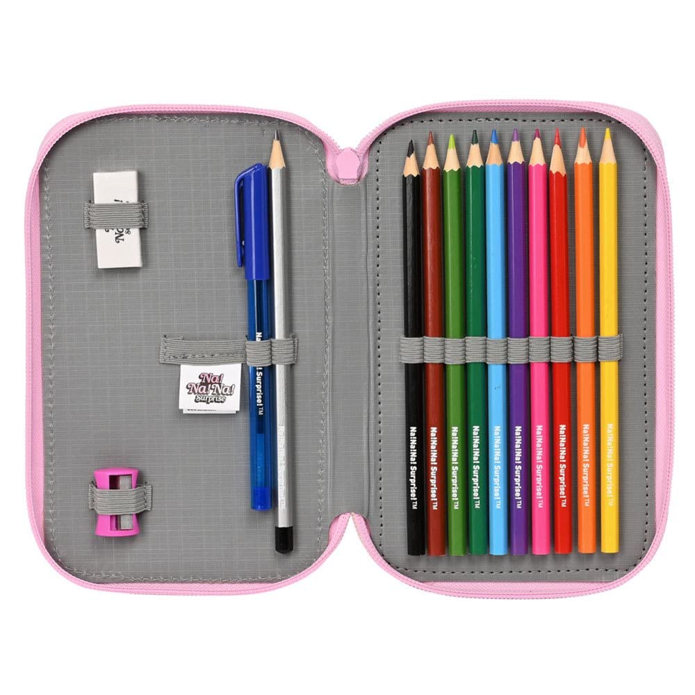 Safta-Plumier Doble Pqño 28 Pcs Nanana Sparkles 12,5X19,5X4Cm, Multicolor (412264854)