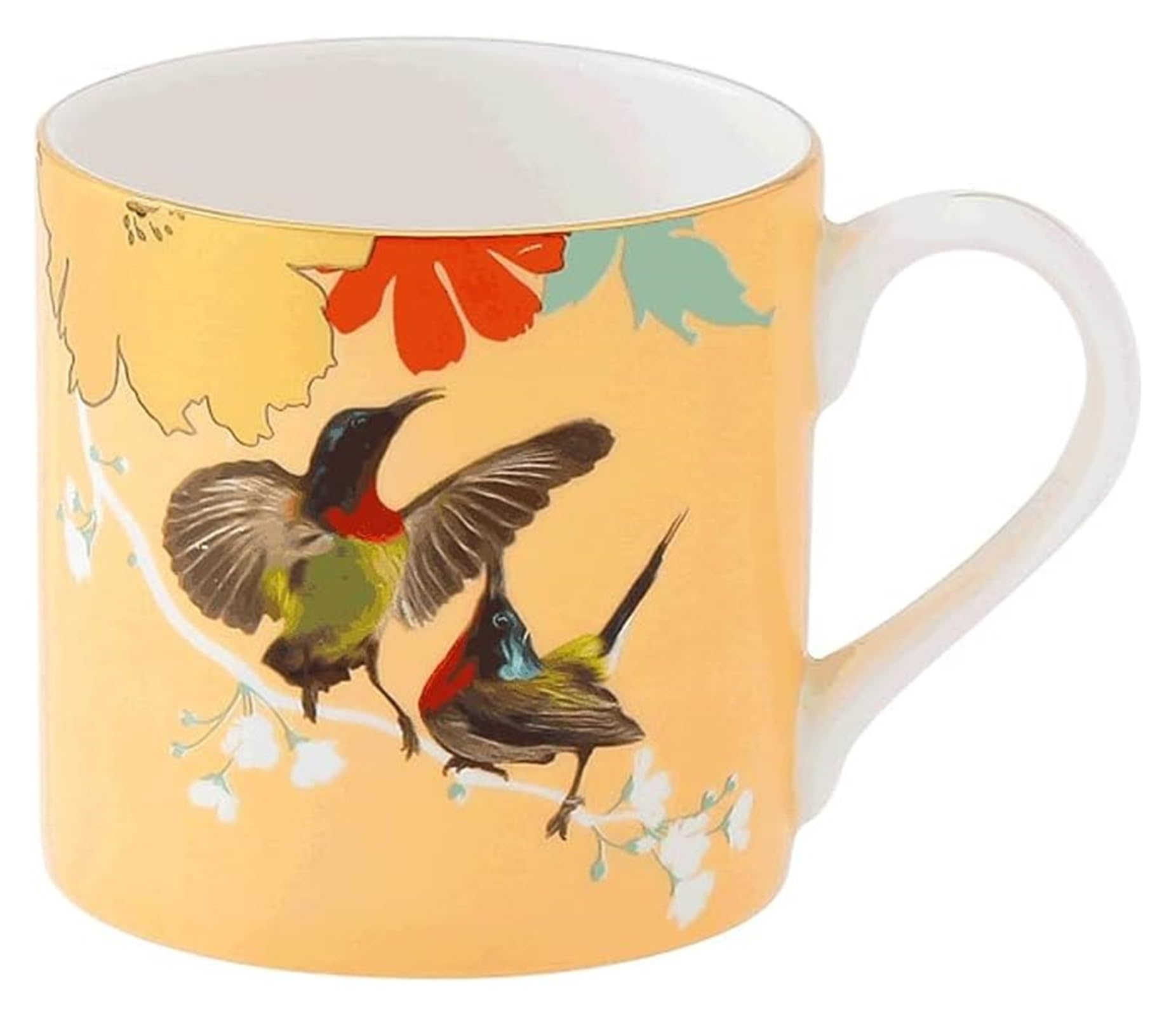 Kubek Kubek z porcelany kostnej ręcznie malowany kubek do kawy, 250ML kreatywna filiżanka do kawy w stylu chińskim, wielofunkcyjny kubek do napojów ze złotym rysunkiem Kawiarnia (Color : Yellow)