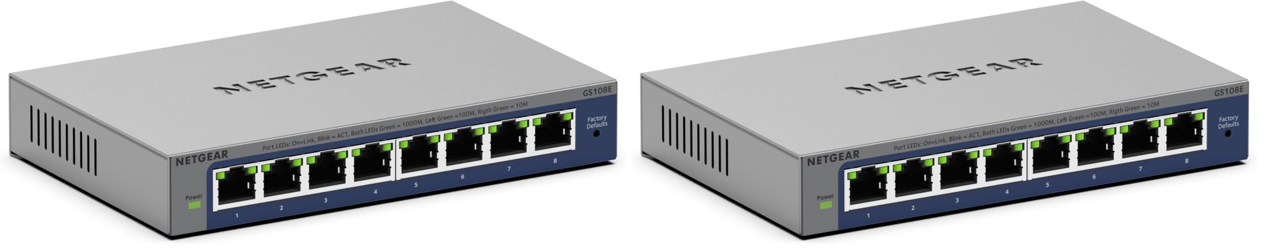 NETGEAR 8-Port Gigabit Ethernet Plus Switch (GS108E): Managed, Desktop- oder Wandmontage und eingeschränkte Garantie über die gesamte Lebensdauer (Packung mit 2)