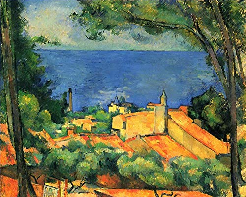 Peinture Cézanne L'Estaque aux toits rouges pour sublimer le décor de votre salon