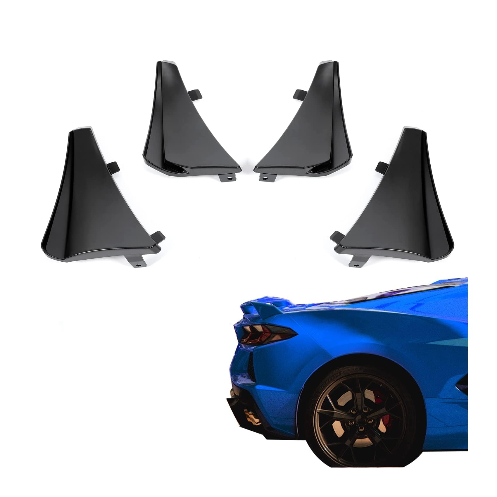 Kojem 4Pcs Front & Rear Splash Guard Mud Flaps Compatible with 2020-2025 Chevy Chevrolet Corvette C8 Replacement for 84263453 84263457 Extended
