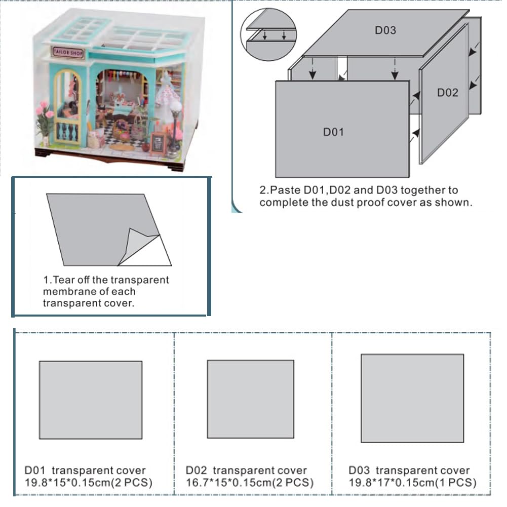 Vitrina de casa de muñecas en Miniatura, Cubierta de Polvo de acrílico, Transparente, Transparente, Coleccionable, Modelo de casa, Caja de Montaje