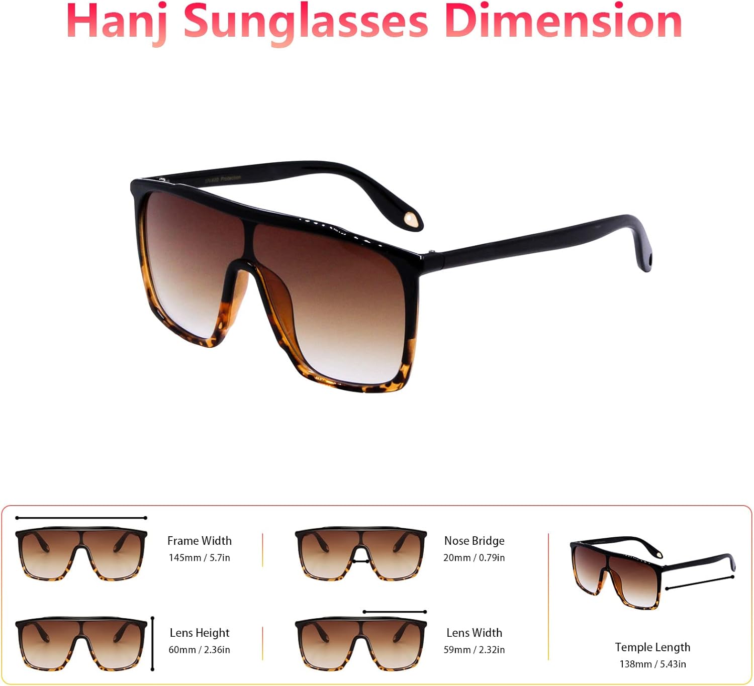 Hanj 70s 80s Vintage Square Sunglasses for Men Women Shield Trendy Oversized Retro Glasses - Image 4