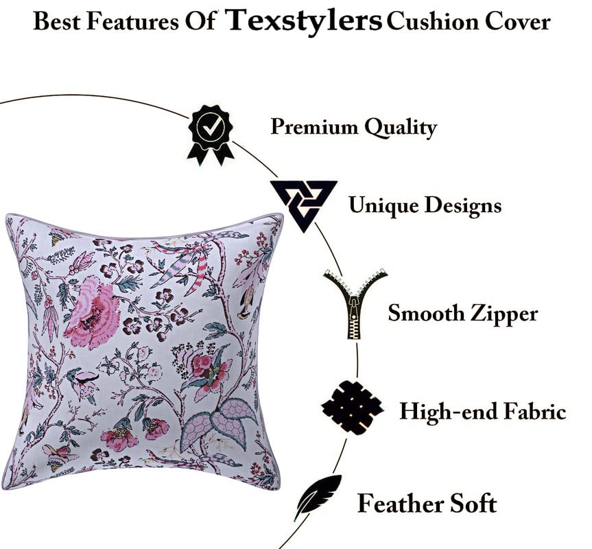 Image of Texstylers Pure Cotton Reversible Jaipuri Print 20x20 Inch Cushion Covers,04