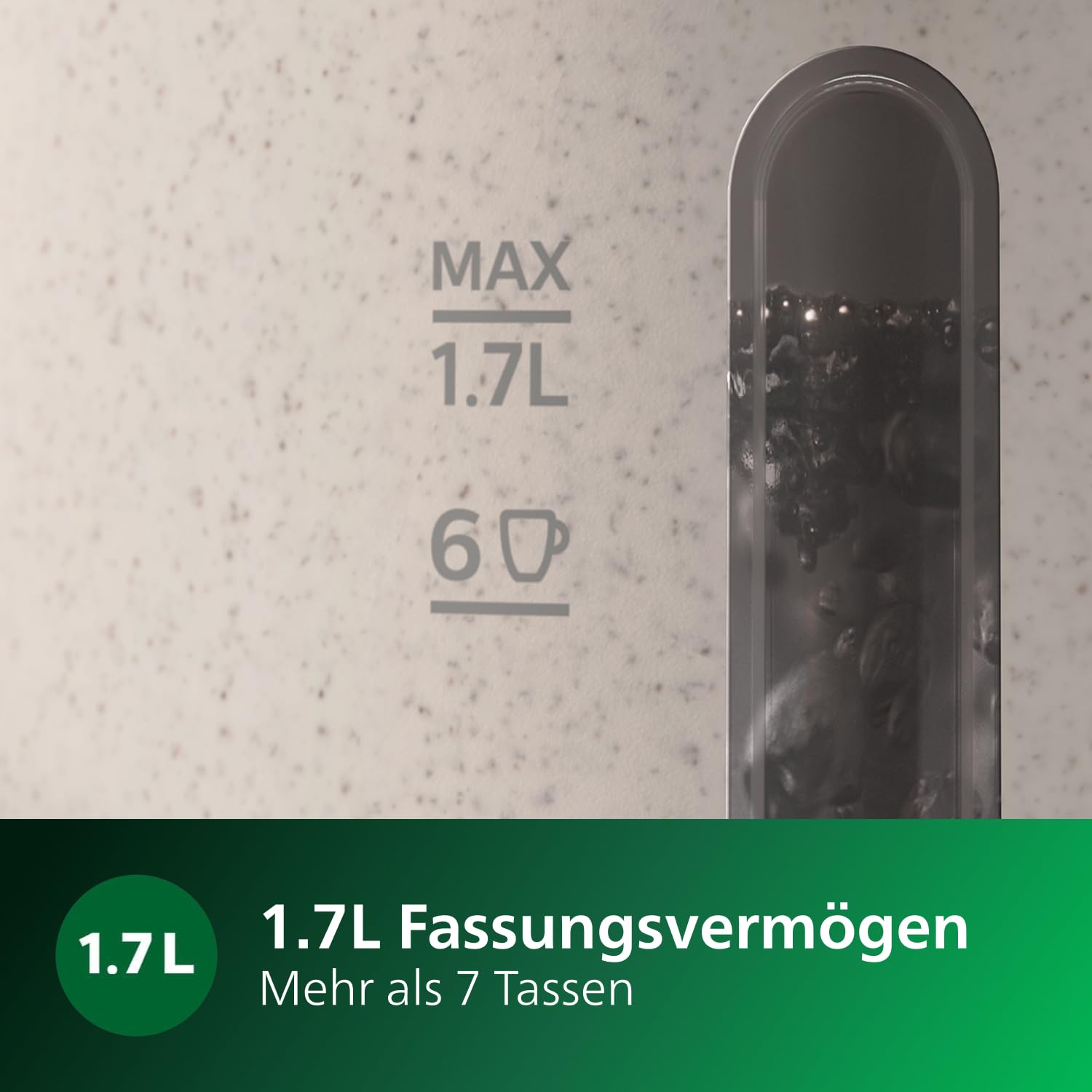 Philips HD9365/10 Conscious Collection Wasserkocher, biologischer, 100% recycelter Kunststoff, Nachhaltig, 2.200 Watt, 1,7 l Füllmenge, Crème