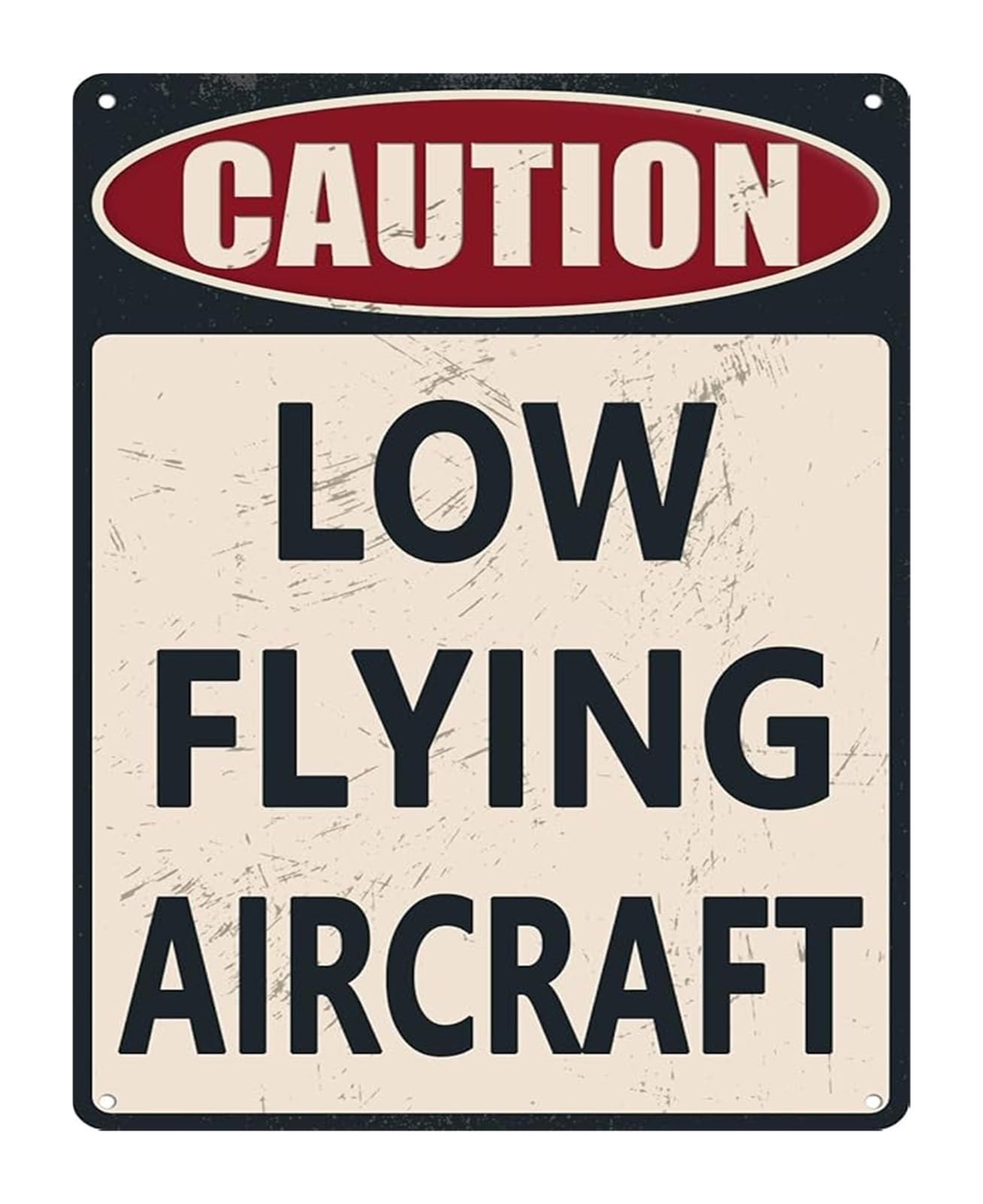 PKNVKZIDK Caution Low Flying Aircraft Humorous Sign Vintage Metal Tin Plaque for Man Cave Workshop Garage (8 X 12 in)