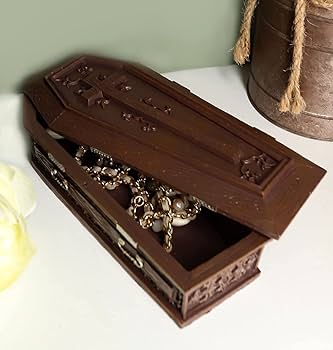 BALZAC EXTRA “THE GRAVE” BOX Ebros Vampire Dracula Crucifix Coffin Jewelry Box Rest In