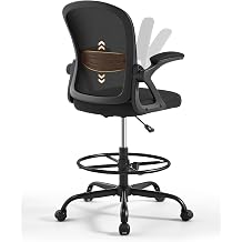 Drafting Chair with Tall Office Chair for Standing Desk | Flip-up Armrests, Adjustable Lumbar Support, HeightAdjustable Footrest Ring & Seat, Ergonomic Tall Desk Chair