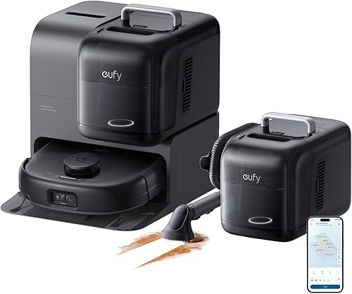 eufy Robot Vacuum E28, succión de 20,000 Pa, mopa con rodillo con sistema HydroJet, alfombra portátil para limpieza profunda, robot aspirador todo