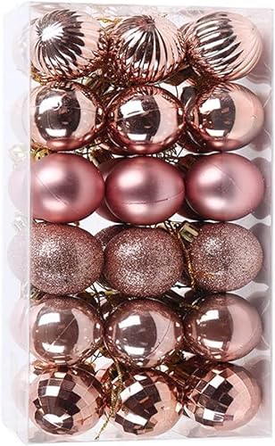 Bruchsichere Weihnachtskugeln, 36 Stück, 4 cm, dekorative Weihnachtsbaumkugeln, hängende Dekoration, Kugeln, Set (Roségold) Cover