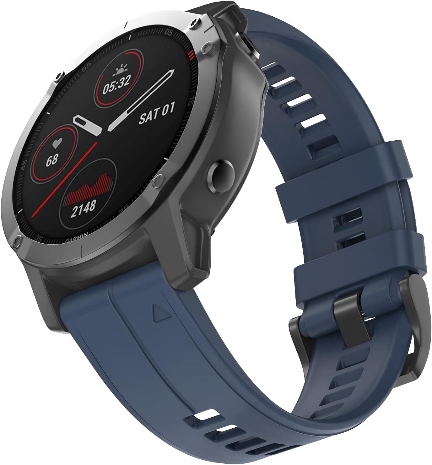 OVERSTEP Compatible with Garmin Fenix 5 Watch Band 22mm Soft Silicone Bands for Fenix 6/Fenix 7/Fenix 5 Plus/Fenix 6 Pro/Forerunner 935/Forerunner 945/Approach S60/Quatix 5 Smartwatch (Rock Cyan)
