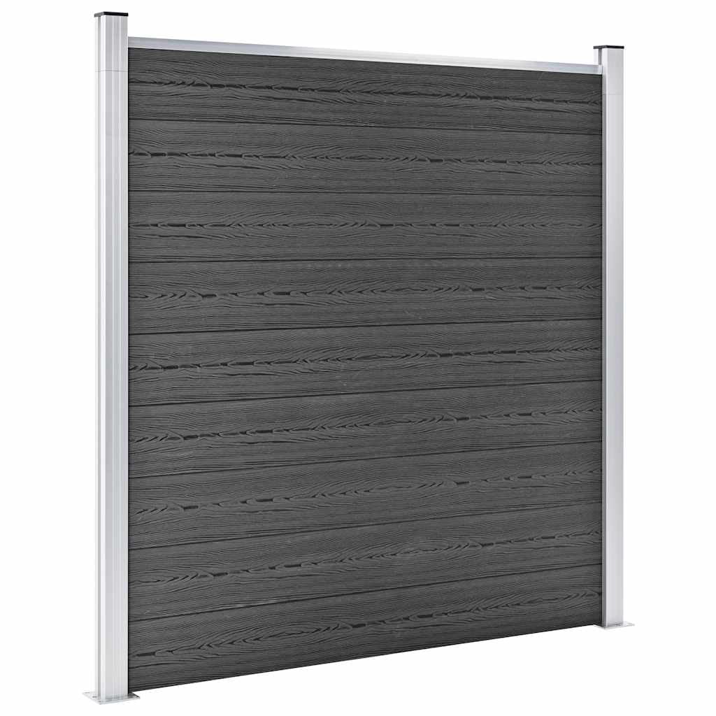 Set Pannelli di Recinzione in WPC 1564x186 cm Nero per Giardino