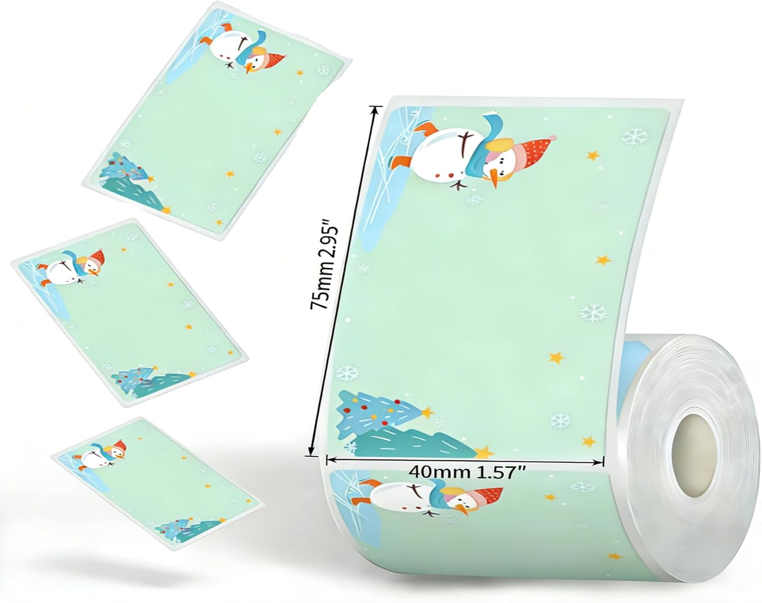 Phomemo M110 Lables, for Phomemo M110/M100/M250/M220/M108/M120 Label Maker with Festival Atmosphere Image, 1.57"*2.95"(40 x 75mm), Self Adhesive Festival Thermal Sticker Labels,3Roll