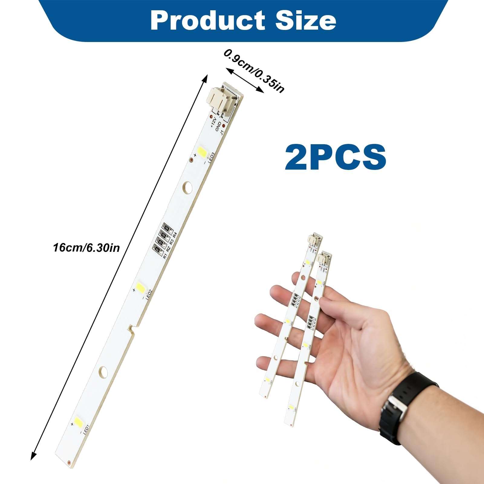2 Piezas Tira LED de Repuesto para Frigorífico Congelador RONGSHENG/HISENSE E349766 MDDZ-162A 1629348 1529227 DC12V 2W,Tira LED Compatible con Nevera Kenwood KIFF5017 KIFF5020 KIFF7017 KIFF7020 KSBNN — view 2