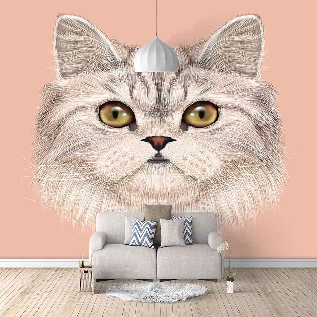 Papier peint animal de dessin animé chaton en dimensions 200x140 cm