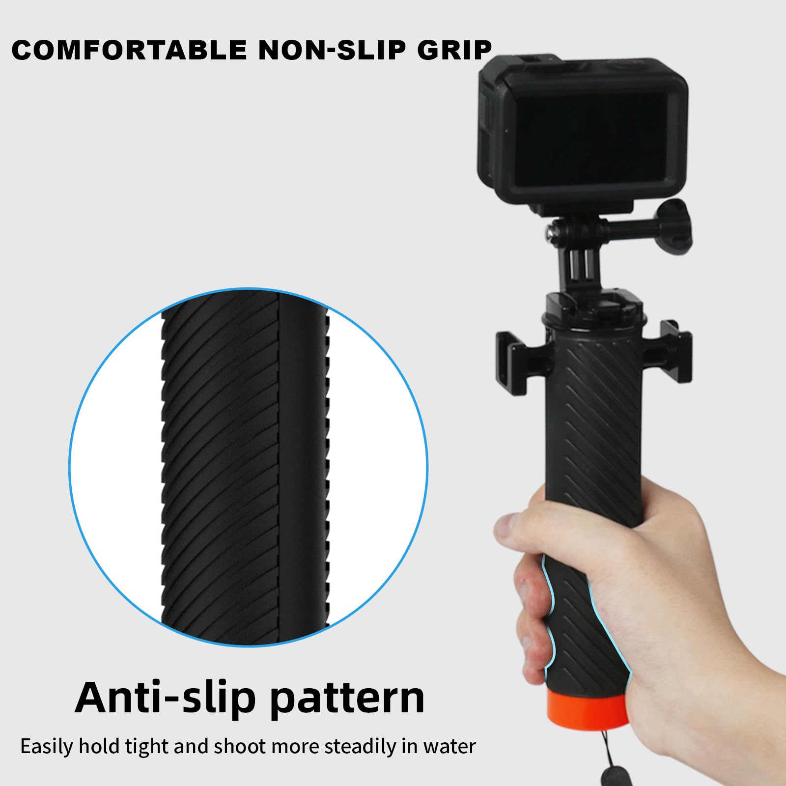 Poignée Flottante Étanche Lupholue Double Coque Froide Compatible GoPro Hero 12 11 10 9 8 7, Insta360 X4 X3, DJI Osmo Action