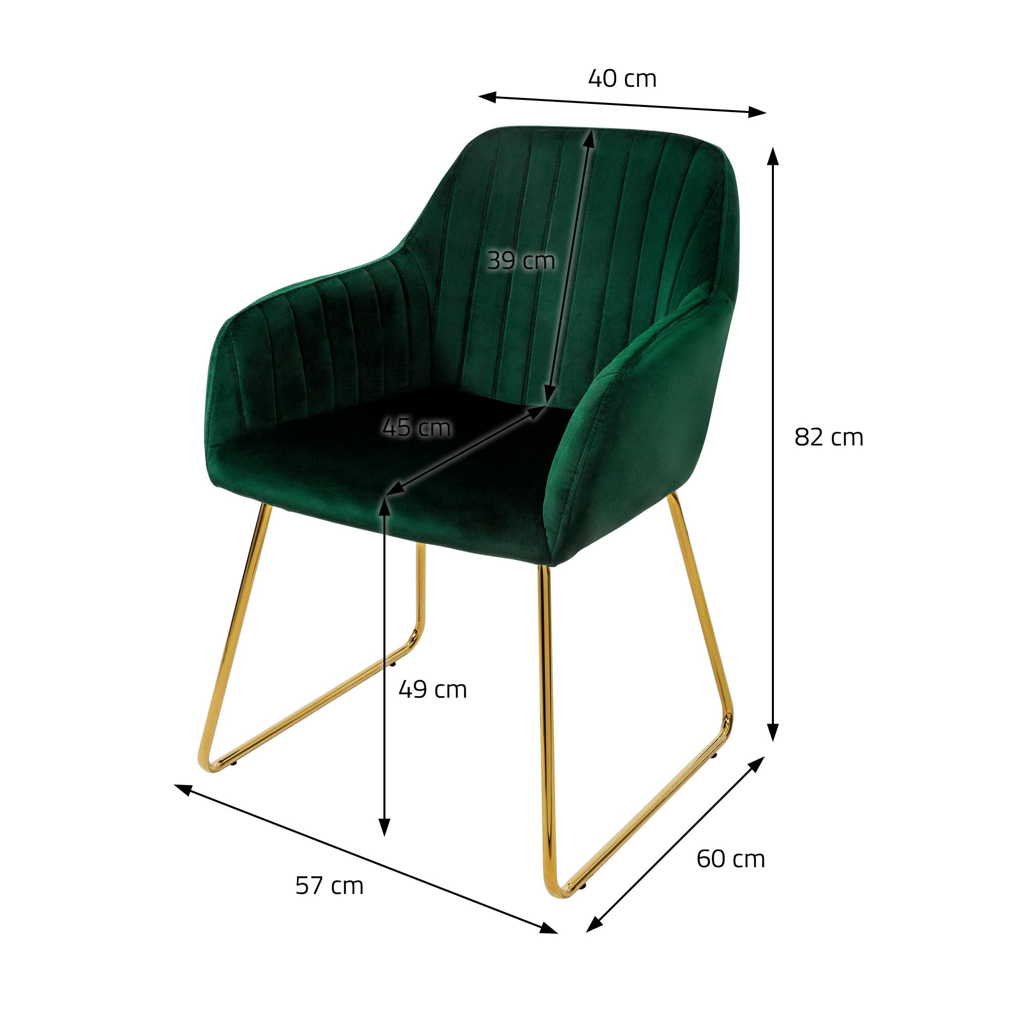 ML-Design Juego de 2X Sillas de Comedor Verdes Asiento Ergonómico Acolchado Tapizado de Terciopelo, Patas de Metal Dorado Sillón de Diseño Moderno para Mesa de Salón Escritorio Dormitorio o Cocina