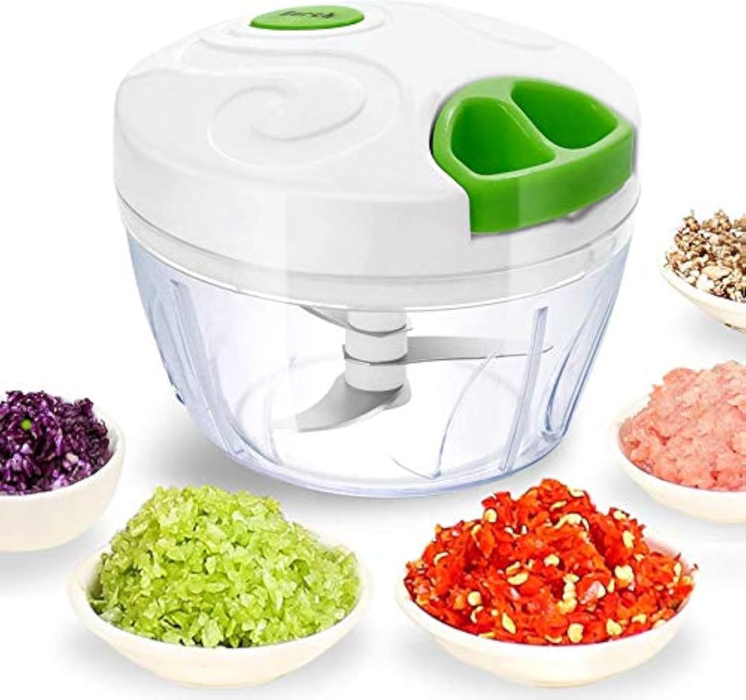 VOLO Plastic Manual Handy Dori Chopper with 3 Blades, Easy Hand Pull Pro Onion, String Food Processor (White, Small)-image-43