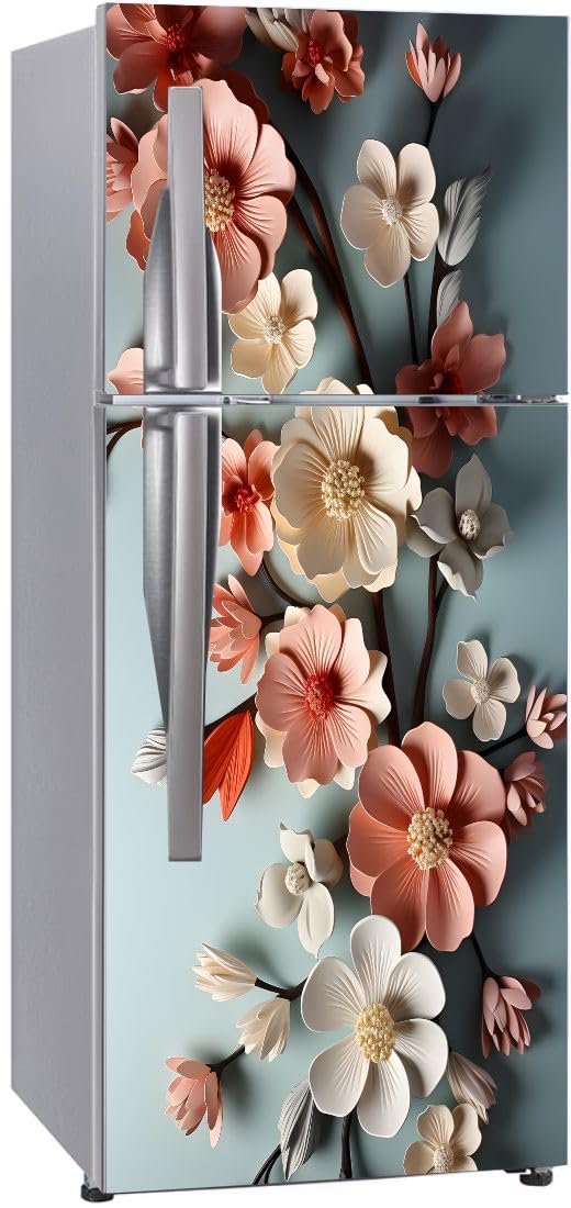 Double Door Fridge Sticker - Floral & Abstract Designs -16