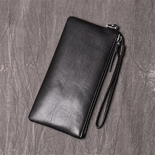 Miniatura 4 de LUYILA Bolso de mano de cuero para hombre bolso de mano de gran capacidad con cremallera larga con tarjetero multifunción
