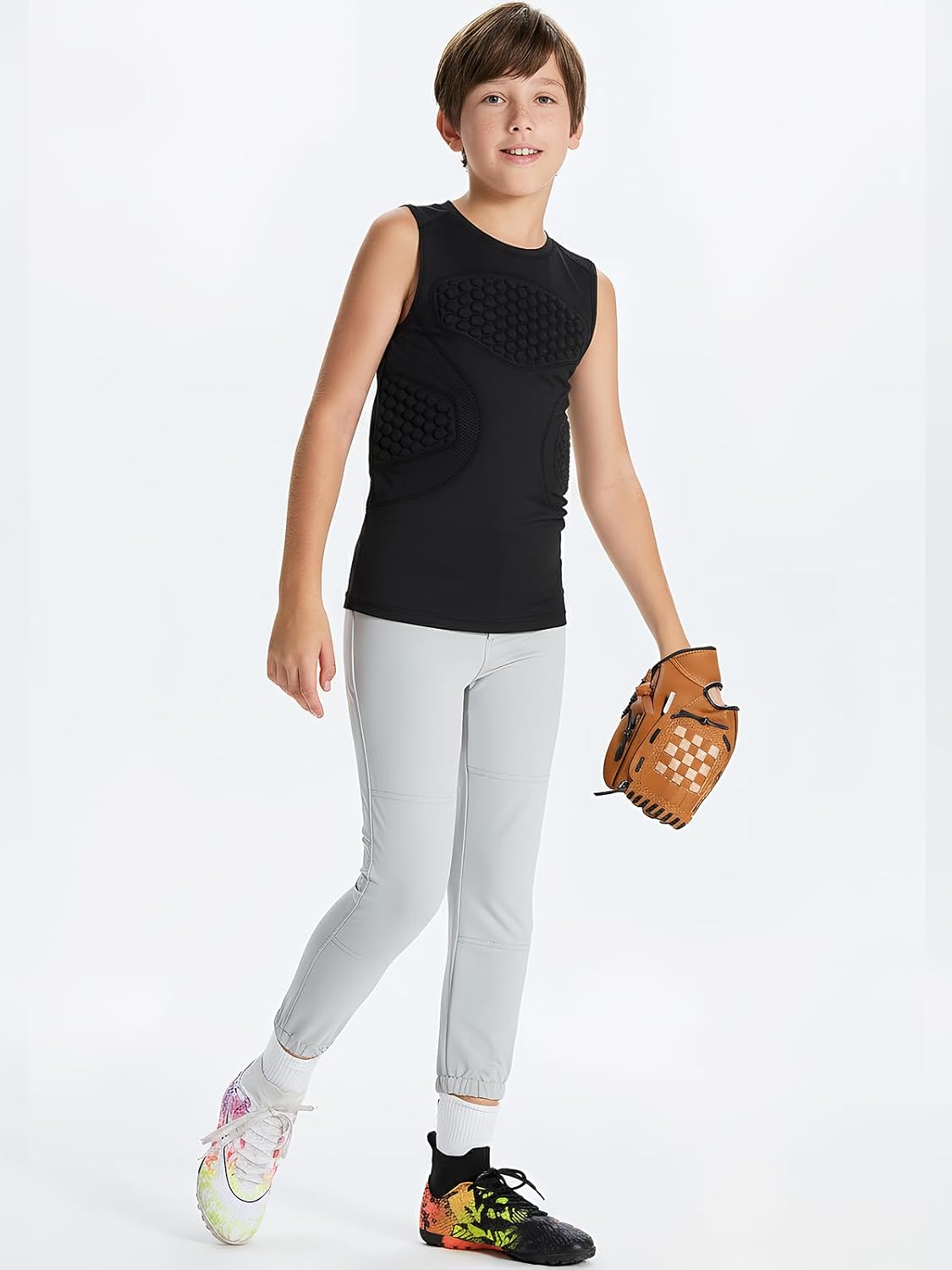 DEVOROPA Youth Boys Baseball Chest Protector Compression Shirts Padded Rib Heart Sternum Football Softball Rugby - Image 4