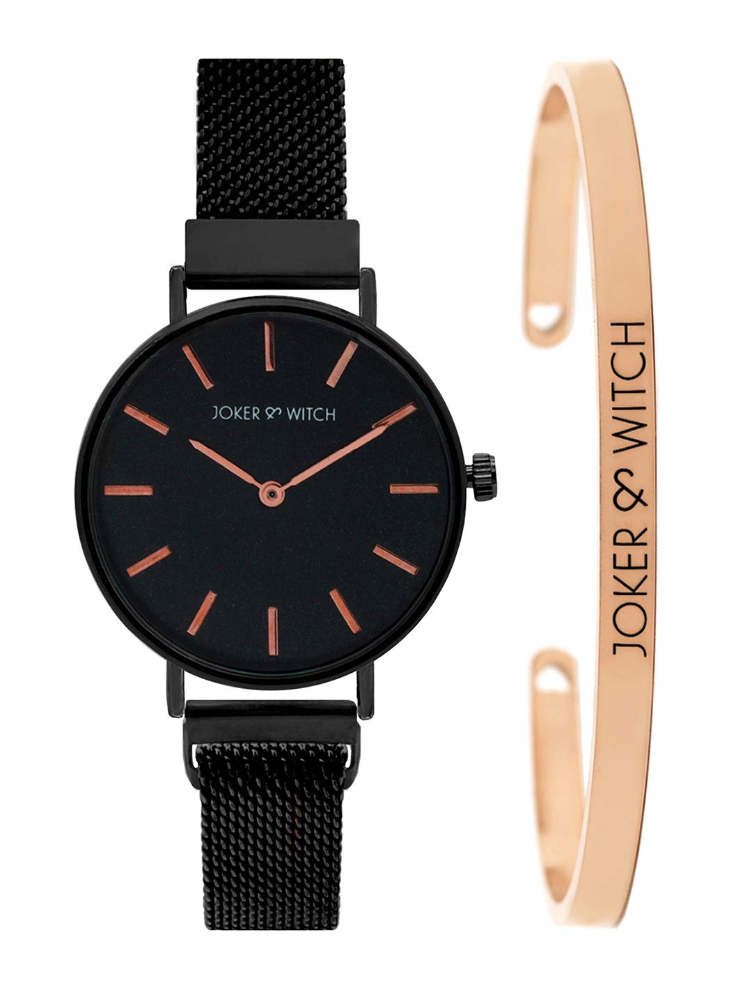 Joker & Witch Stainless Steel After Party Analogue Watch Bracelet Stack For Women, Black Dial, Black Band (B08T9S6CNY) Amazon Price History, Amazon Price Tracker