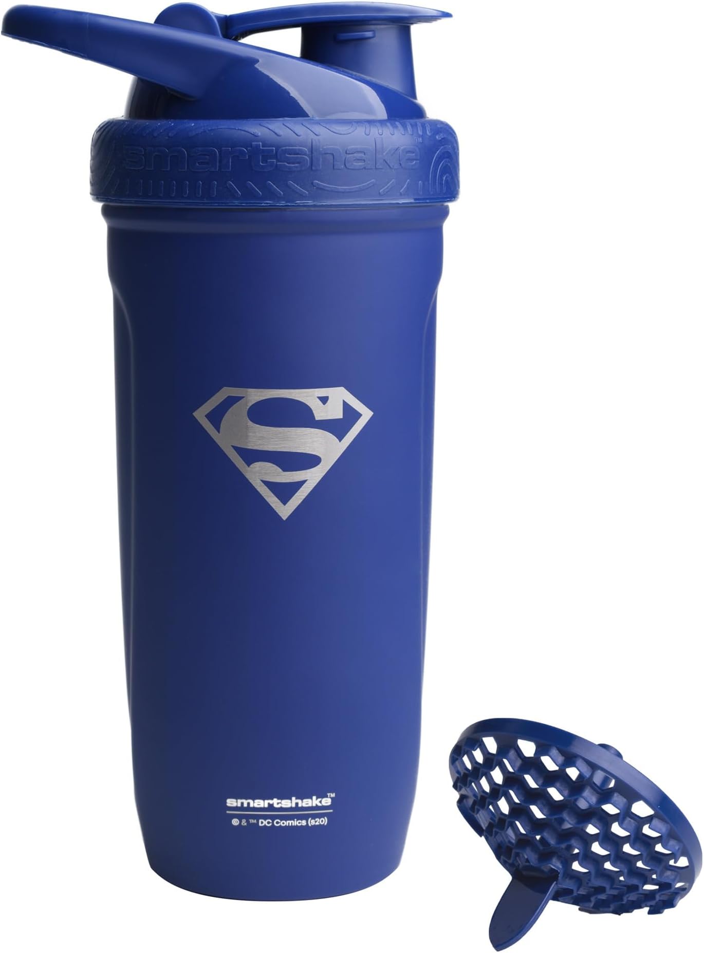 Smartshake Justice League Reforce Shaker Bottle 900ml, DC Comics Stainless Steel Protein Shaker Water Bottle, Leakproof Water Shaker Cup, Supplement Shaker for Sport & GYM, BPA-free, DC Superman