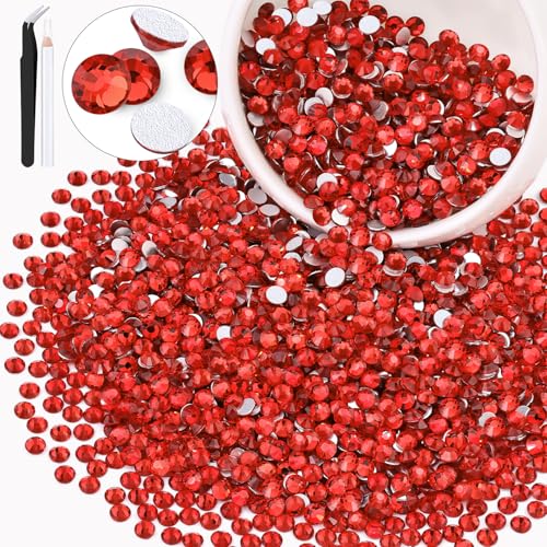 Image of 3000PCS SS16 /4mm Crystal Glass Rhinestones for Bedazzling (Light Red) | Flatback Rhinestones for Crafting DIY Nail Makeup Decoration, Light Siam Gems Diomand Charms for Tumbler Shoes Clothing Mug