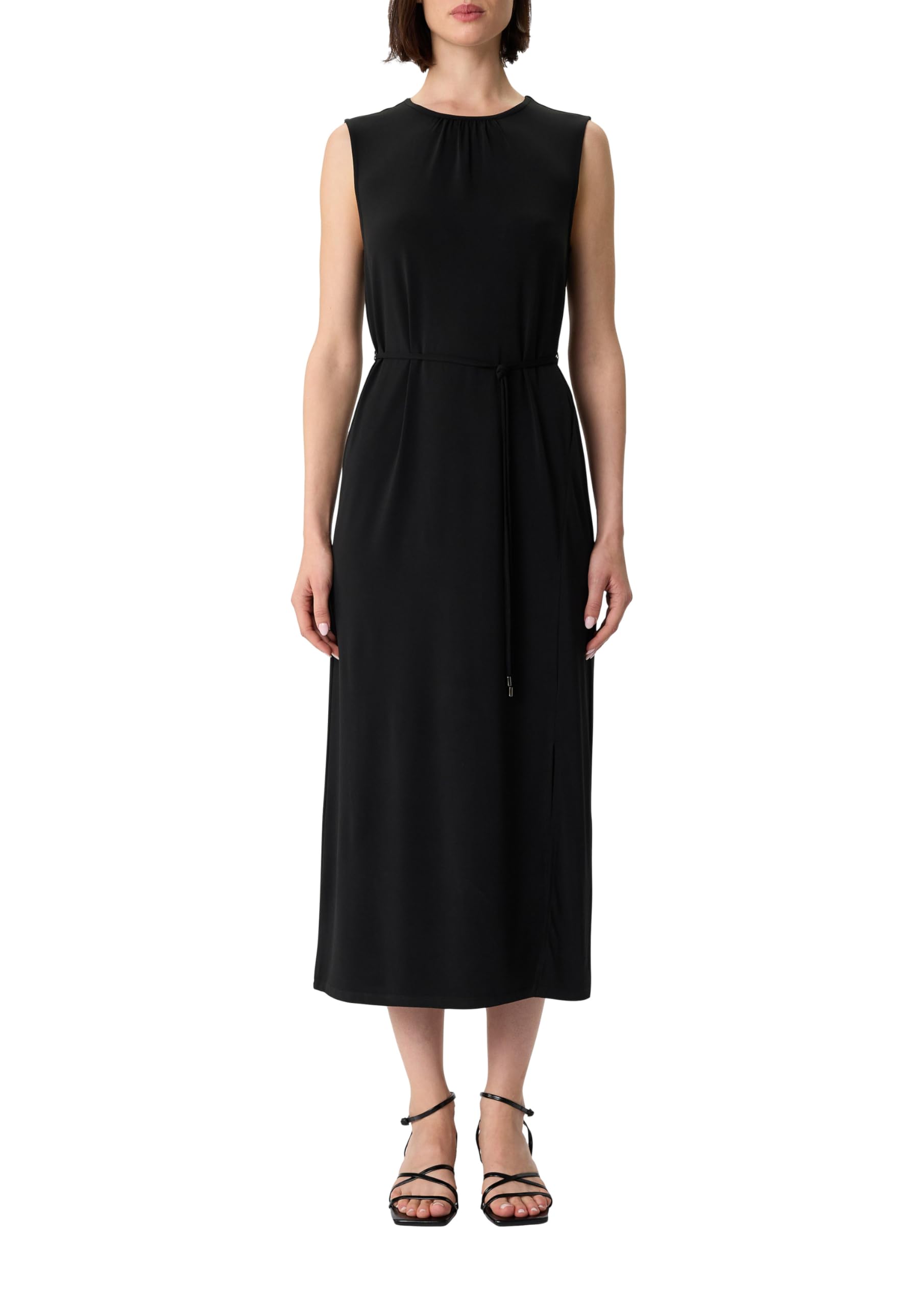 Maxi-Kleid Jersey Midilänge – Schlitz und Bindegürtel