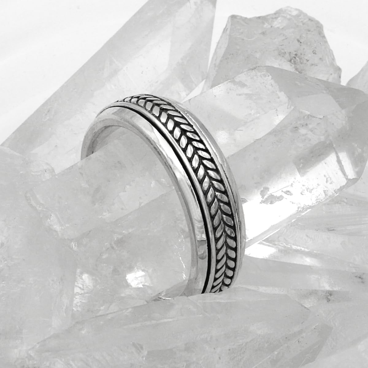 Moonlight Mysteries Sterling Silver Celtic Knot Braided Spinner Worry Ring (Size 4-15)