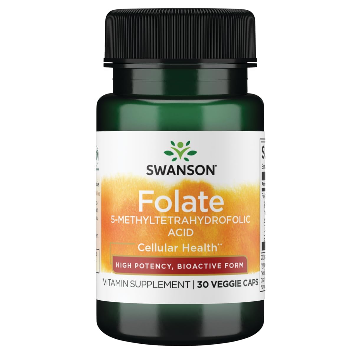 Swanson Folate 5-Methyltetrahydrofolic Acid, 800 mcg, 30 Veg Capsules 30 Count (Pack of 1)