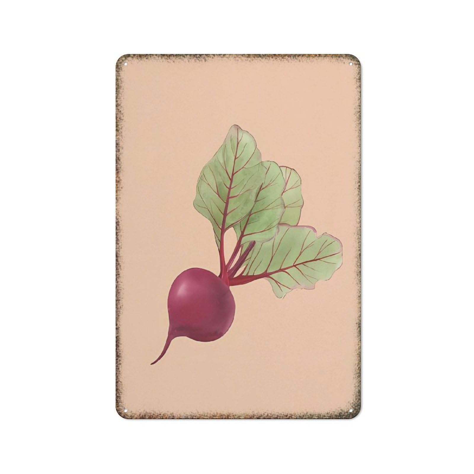 Red Beetroot Watercolor Vegetable Art Retro Metal Plaque Home Kitchen Humorous Style Wall Decor 8x12 Inch