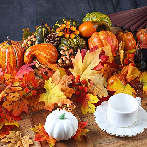 image for HarrierWing Artificial Pumpkins and Gourds,Assorted Lifelike Fall Frui
