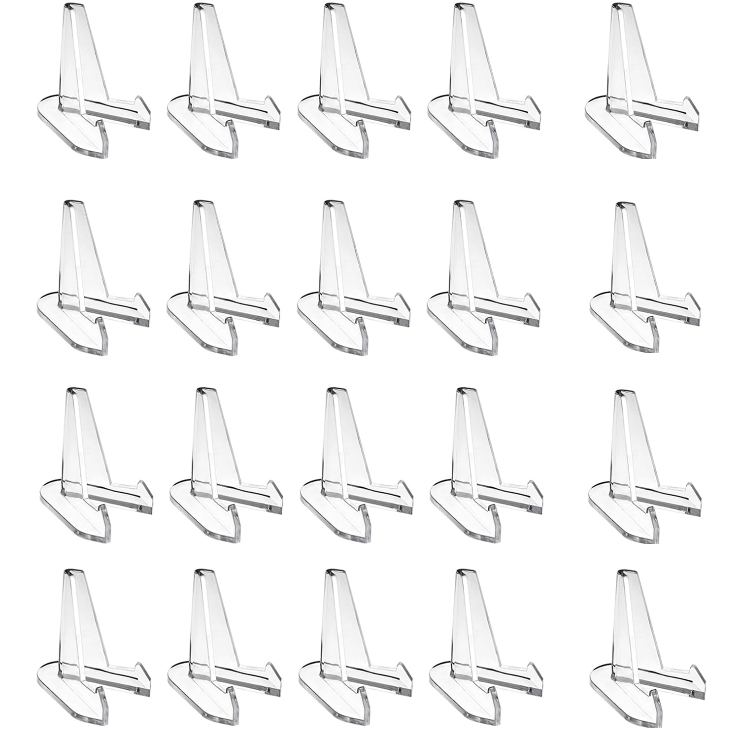 Bhina Transparent 20 Pcs Acrylic Easel Stands,Clear Acrylic Display Easel,Stable Plates Stand,Place Card Holder Display Easels,Plastic Easels,Used To Display Coins, Medals, Handicrafts, Collectibles