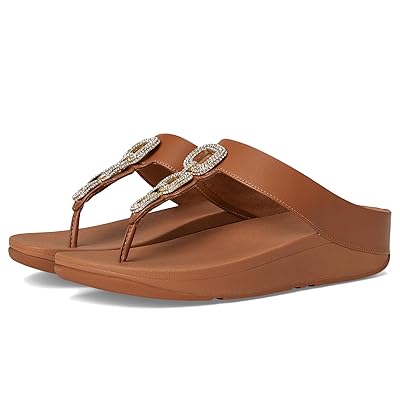 FitFlop Fino Crystal Chain Leather Toe Post Sandals Women