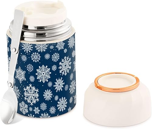 MCHIVER Blue Snowflake Food Jar with Spoon Stainless Steel Vacuum Insulated Food Container 17 oz Food Flask for Hot Food disponible en Yaxa Venezuela