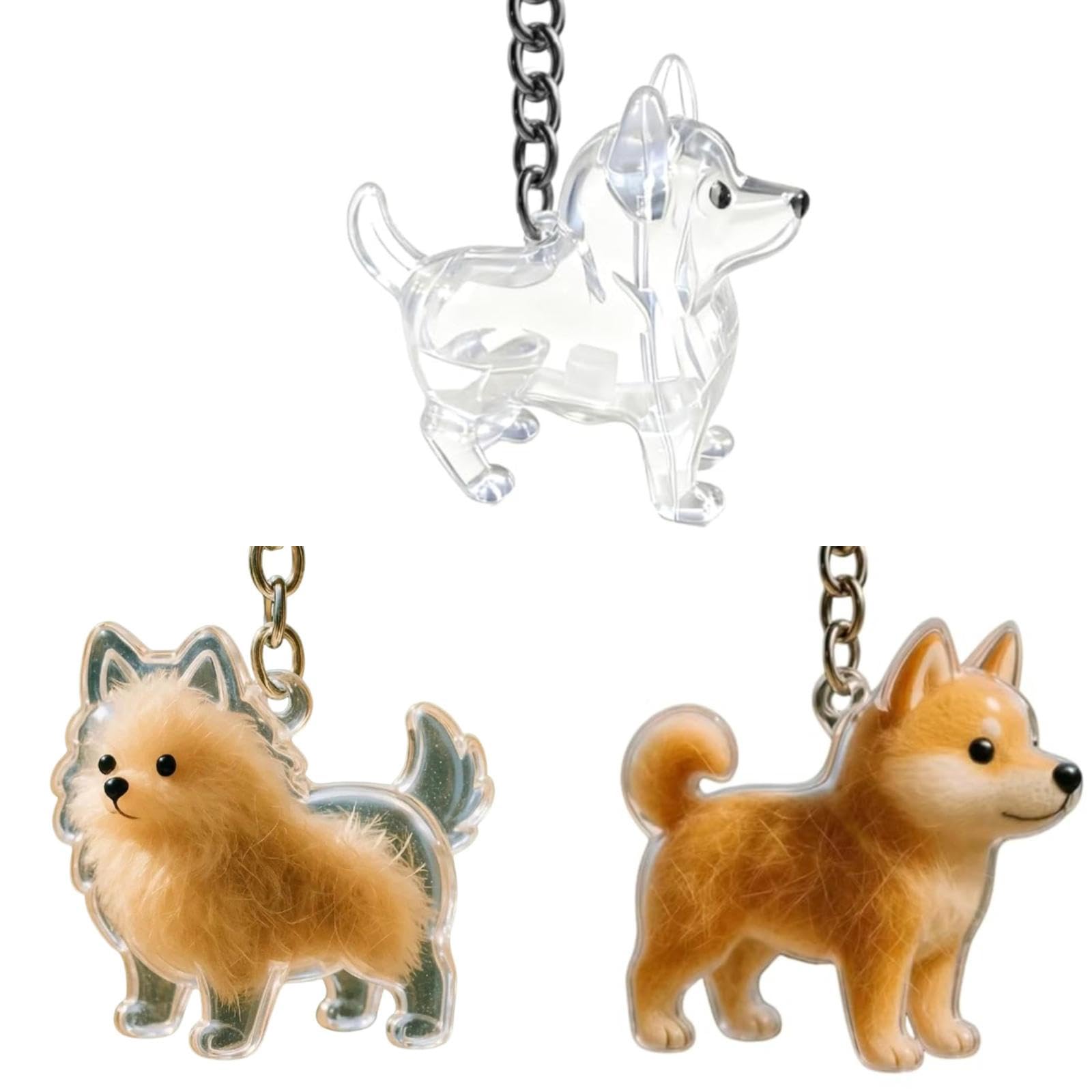 3pcs Dog Hair Keyring, Dog Hair Storage Bottle, Transparent Cute Keyring for Pet Hair Collector, Dogs Keepsake Capsule Pendant,Pet Hair Keepsake Keychain, Dogs Lover Collecting Gift for Women Men