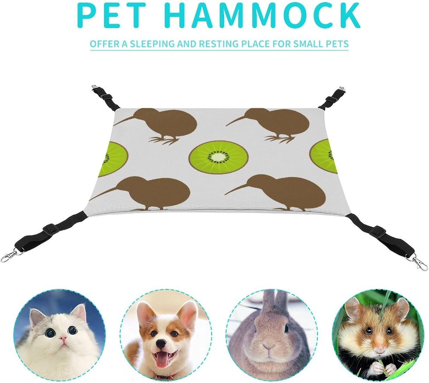 review Kiwi Birds and Fruit Cat Hammock Adjustable Straps Pet Cage Reversible Hanging Bed for Cats Small Dogs