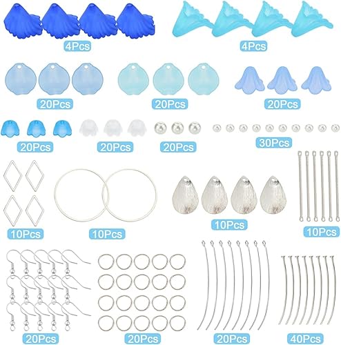 Miniatura 30 de SUNNYCLUE 1 caja de 10 pares de dijes acrílicos de flores florales 3D, kit de fabricación de aretes de lirio de cala para hacer joyas, iniciadores