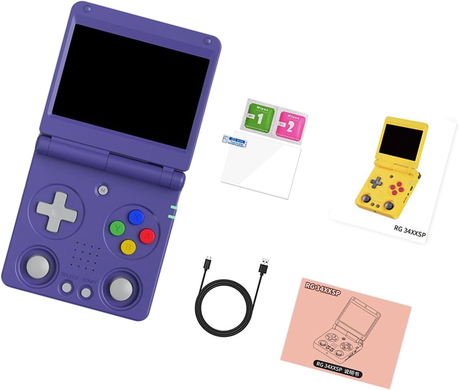 Game Console, Vintage Fliptops Handheld Game Console 64GB Storage Foldable Portable Design