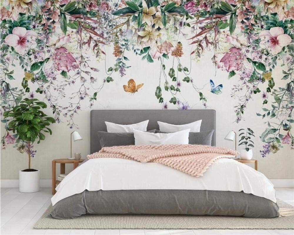 XiuTaiLtd Photo Wallpaper Yjlmt Mural Modern Fresh Wallpaper 3D Watercolor Vine Flower Wall Mural Tv Room Background Wallpaper -200x140 cm