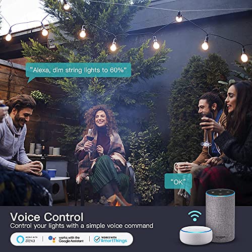 TREATLIFE Double prise en main intelligente extérieure, 2 Chaussettes de contrôle réglables individuelles, 600W, Compatible avec Alexa & Chez Google, IP64 pour les lampes à cordes, lampe de plancher, lampe