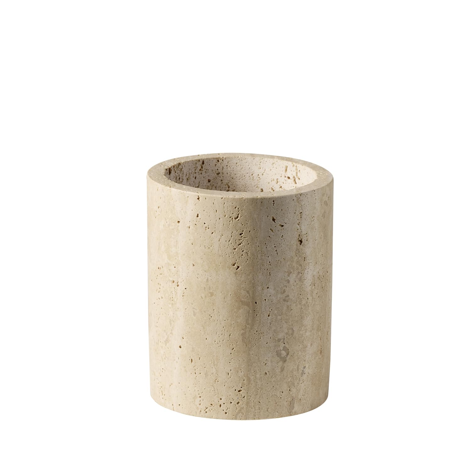 APS 11756 TRAVERTINE cutlery tray - travertine (limestone), Ø 11 cm, H: 13.5 cm, with drain hole